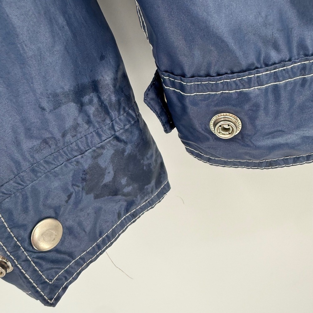 Kmart Windbreaker Women L Blue Vintage Zip Front Cropped Contrast Stitch Jacket - Picture 4 of 8